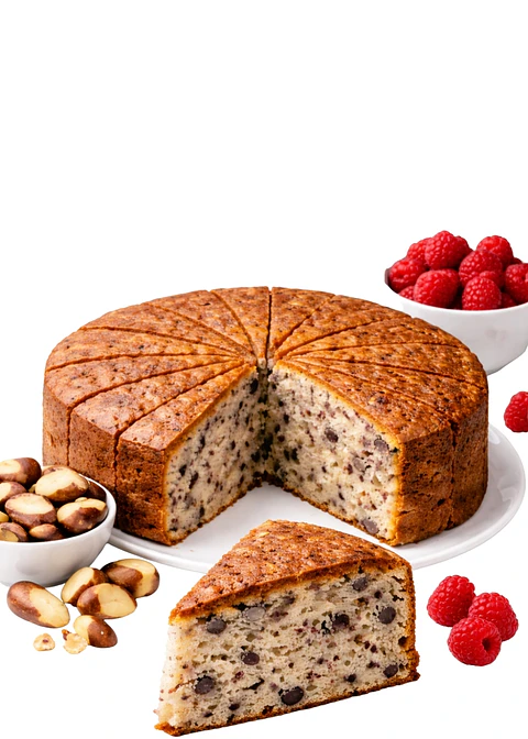 Torta de Mora y Nueces del Brasil Gourmet 2,2 kg | 16 Porciones | Bizcocho Artesanal Tipo Chiffon | Estilo Cafés de Especialidad