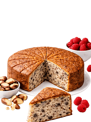 Torta de Mora y Nueces del Brasil Gourmet 2,2 kg | 16 Porciones | Bizcocho Artesanal Tipo Chiffon | Estilo Cafés de Especialidad