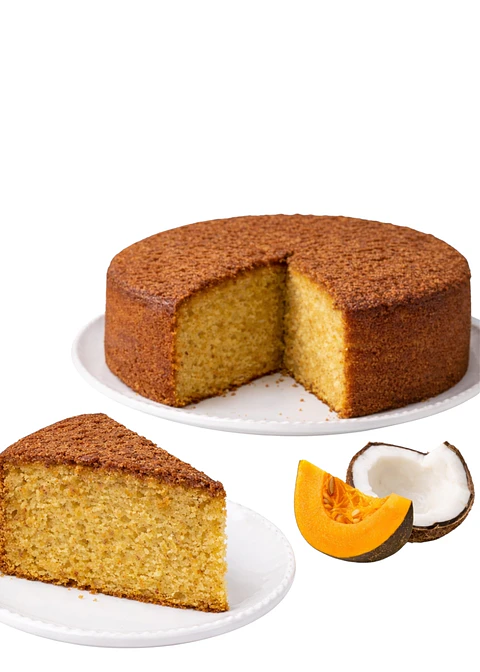 Torta entera de Coco y Calabaza Gourmet 2,2 kg | 16 Porciones | Bizcocho Artesanal Tipo Chiffon | Estilo Cafés de Especialidad  
