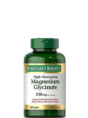 Nature’s Bounty Glicinato de Magnesio 240 mg – 180 Cápsulas | Alta Absorción, Músculos & Sueño Reparador | Colombia