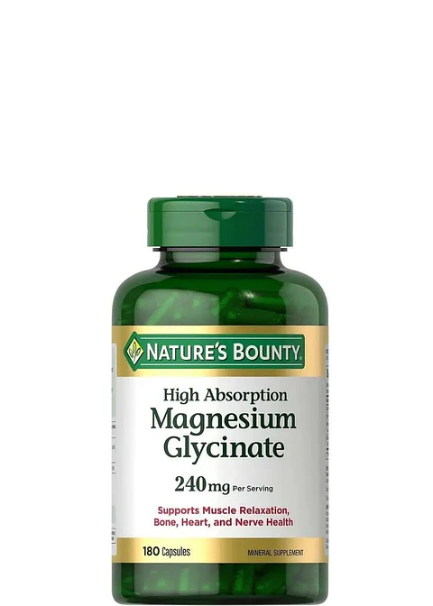 Nature’s Bounty Glicinato de Magnesio 240 mg – 180 Cápsulas | Alta Absorción, Músculos & Sueño Reparador | Colombia