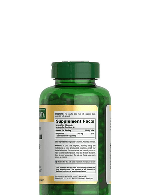 Nature’s Bounty Glicinato de Magnesio 240 mg – 180 Cápsulas | Alta Absorción, Músculos & Sueño Reparador | Colombia