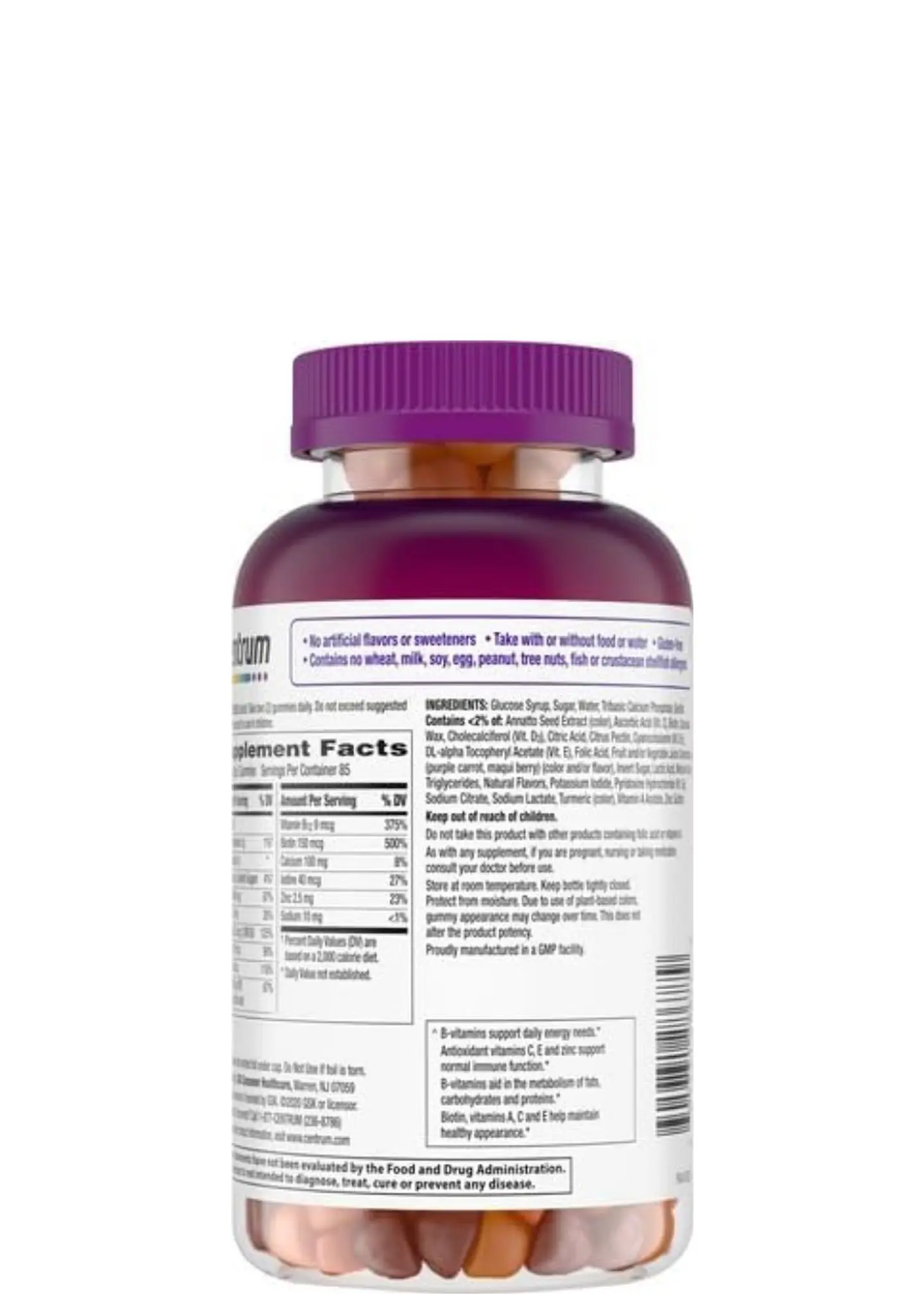 Multivitamínico Centrum Gummies Adultos 170 Gomitas | Vitaminas A, C, D, E, B12, Biotina y Zinc | Energía, Inmunidad y Salud Diaria  | Colombia 3