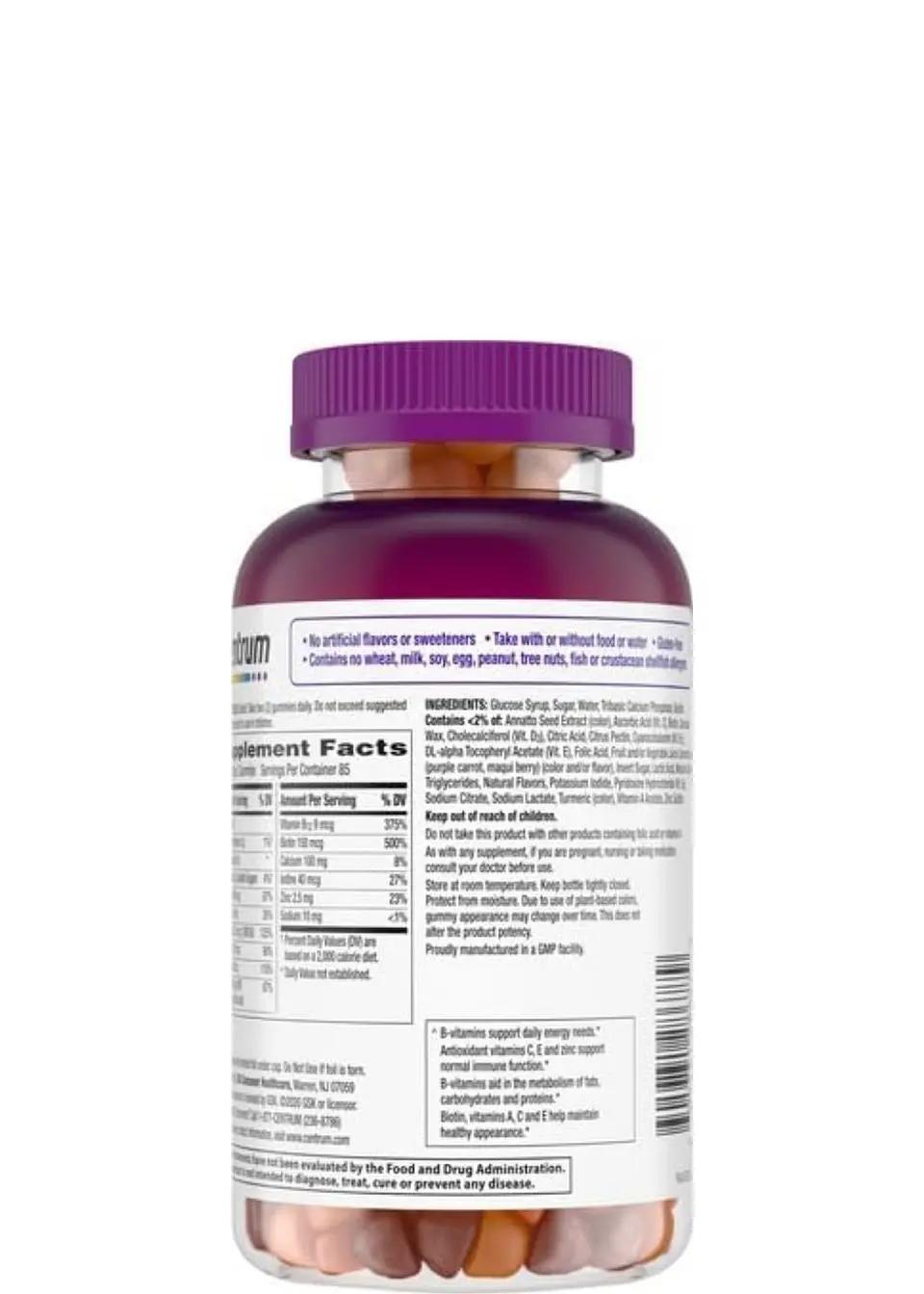 Multivitamínico Centrum Gummies Adultos 170 Gomitas | Vitaminas A, C, D, E, B12, Biotina y Zinc | Energía, Inmunidad y Salud Diaria  | Colombia 3