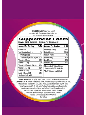 Multivitamínico Centrum Gummies Adultos 170 Gomitas | Vitaminas A, C, D, E, B12, Biotina y Zinc | Energía, Inmunidad y Salud Diaria  | Colombia