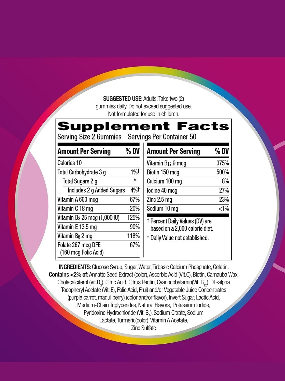Multivitamínico Centrum Gummies Adultos 170 Gomitas | Vitaminas A, C, D, E, B12, Biotina y Zinc | Energía, Inmunidad y Salud Diaria  | Colombia 2