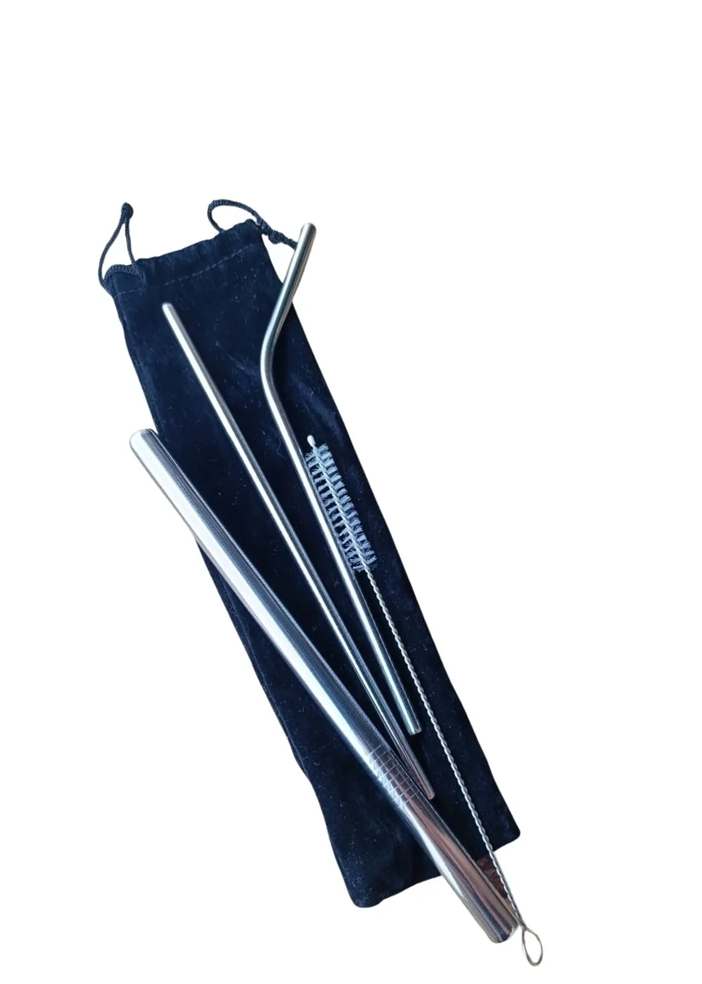 Kit Pitillos Metálicos Reutilizables x3 con Bolsa | Acero Inoxidable 18/8 | Alternativa Ecológica sin Microplásticos 1