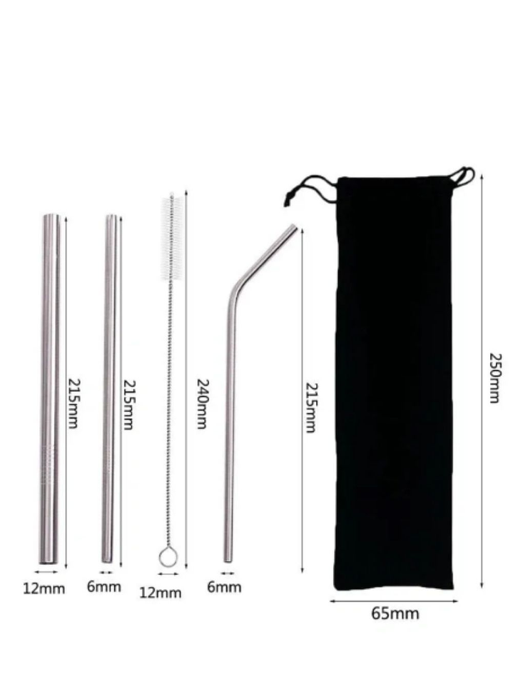 Kit Pitillos Metálicos Reutilizables x3 con Bolsa | Acero Inoxidable 18/8 | Alternativa Ecológica sin Microplásticos 3