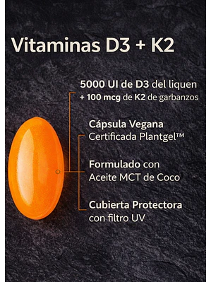 Vitamina D3 + K2 Sports Research 5000 IU D3 Vegetal + 100 mcg MK-7 | Vegana, Sin OGM | 160 Cápsulas Blandas Líquidas  |  Colombia