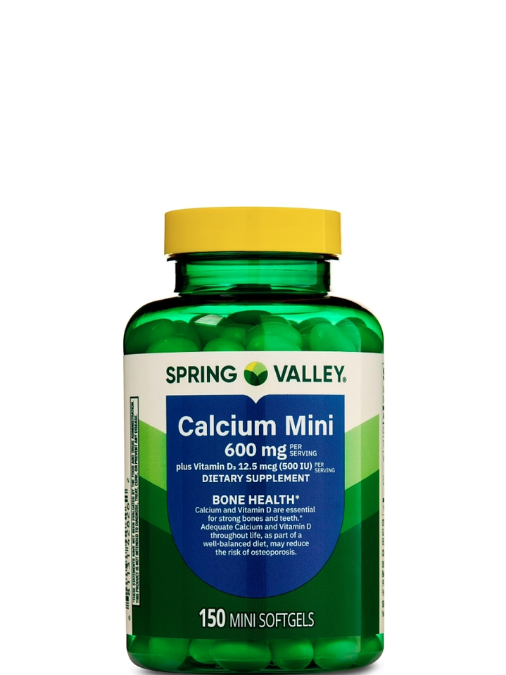 Calcio Mini 600 mg Plus Vitamina D3 Spring Valley | Apoyo a la salud de huesos y dientes | Suplemento dietético | 150 mini cápsulas | Colombia 1