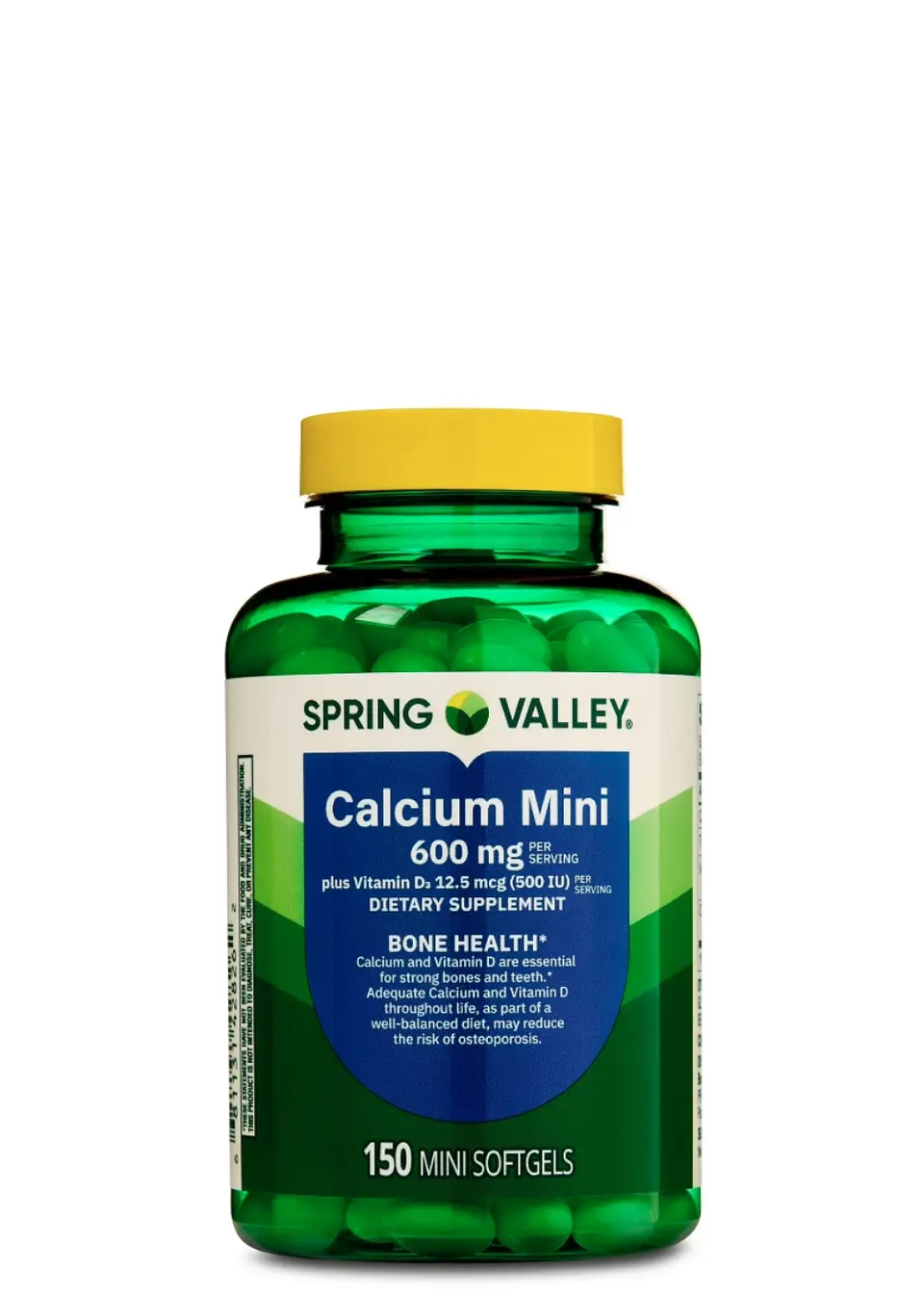 Calcio Mini 600 mg Plus Vitamina D3 Spring Valley | Apoyo a la salud de huesos y dientes | Suplemento dietético | 150 mini cápsulas | Colombia 1