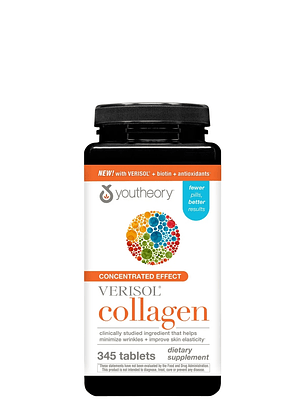 Youtheory Colágeno VERISOL®  345 Tabletas | Colágeno Bioactivo para Piel, Cabello y Uñas | Fórmula con Biotina y Vitamina C | Colombia