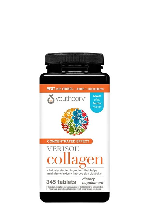 Youtheory Colágeno VERISOL®  345 Tabletas | Colágeno Bioactivo para Piel, Cabello y Uñas | Fórmula con Biotina y Vitamina C | Colombia