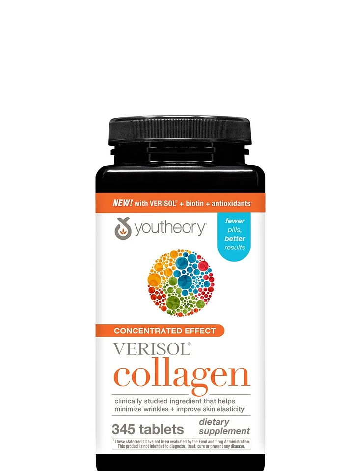 Youtheory Colágeno VERISOL®  345 Tabletas | Colágeno Bioactivo para Piel, Cabello y Uñas | Fórmula con Biotina y Vitamina C | Colombia 1