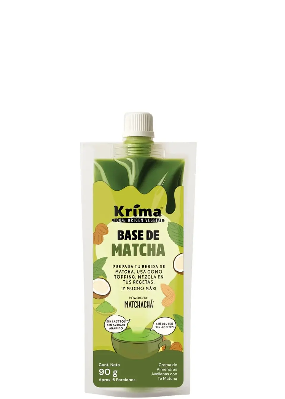 Base de Almendras & Té Matcha 90 g | Prepara Matcha Latte Natural en Segundos | 100% Vegana, Sin Lactosa, Sin Gluten y Sin Azúcar 1