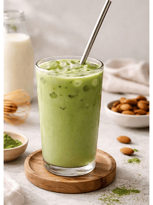 Base de Almendras & Té Matcha 90 g | Prepara Matcha Latte Natural en Segundos | 100% Vegana, Sin Lactosa, Sin Gluten y Sin Azúcar