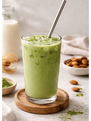 Base de Almendras & Té Matcha 90 g | Prepara Matcha Latte Natural en Segundos | 100% Vegana, Sin Lactosa, Sin Gluten y Sin Azúcar