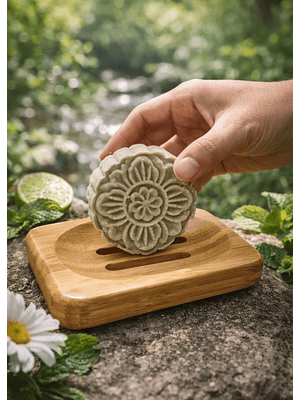 Jabonera de Bambú Natural  7 × 10 × 1 cm con Soportes Antideslizantes | Drenaje para Mantener el Jabón Seco | Ecológica, Reutilizable y Biodegradable