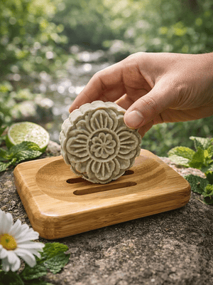 Jabonera de Bambú Natural  7 × 10 × 1 cm con Soportes Antideslizantes | Drenaje para Mantener el Jabón Seco | Ecológica, Reutilizable y Biodegradable