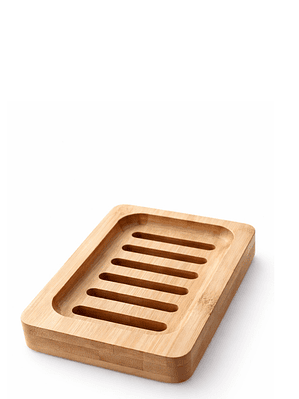 Jabonera de Bambú Natural 8.5 × 12.5 × 2 cm | Drenaje para Mantener el Jabón Seco | Ecológica, Reutilizable y Biodegradable