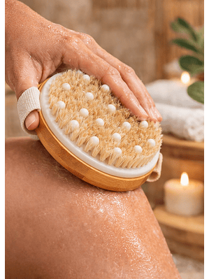 Cepillo Corporal de Bambú con Nódulos de Masaje | Exfoliación Natural y Estimulación de la Circulación | Cepillado en Seco o en Ducha