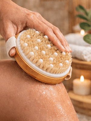 Cepillo Corporal de Bambú con Nódulos de Masaje | Exfoliación Natural y Estimulación de la Circulación | Cepillado en Seco o en Ducha