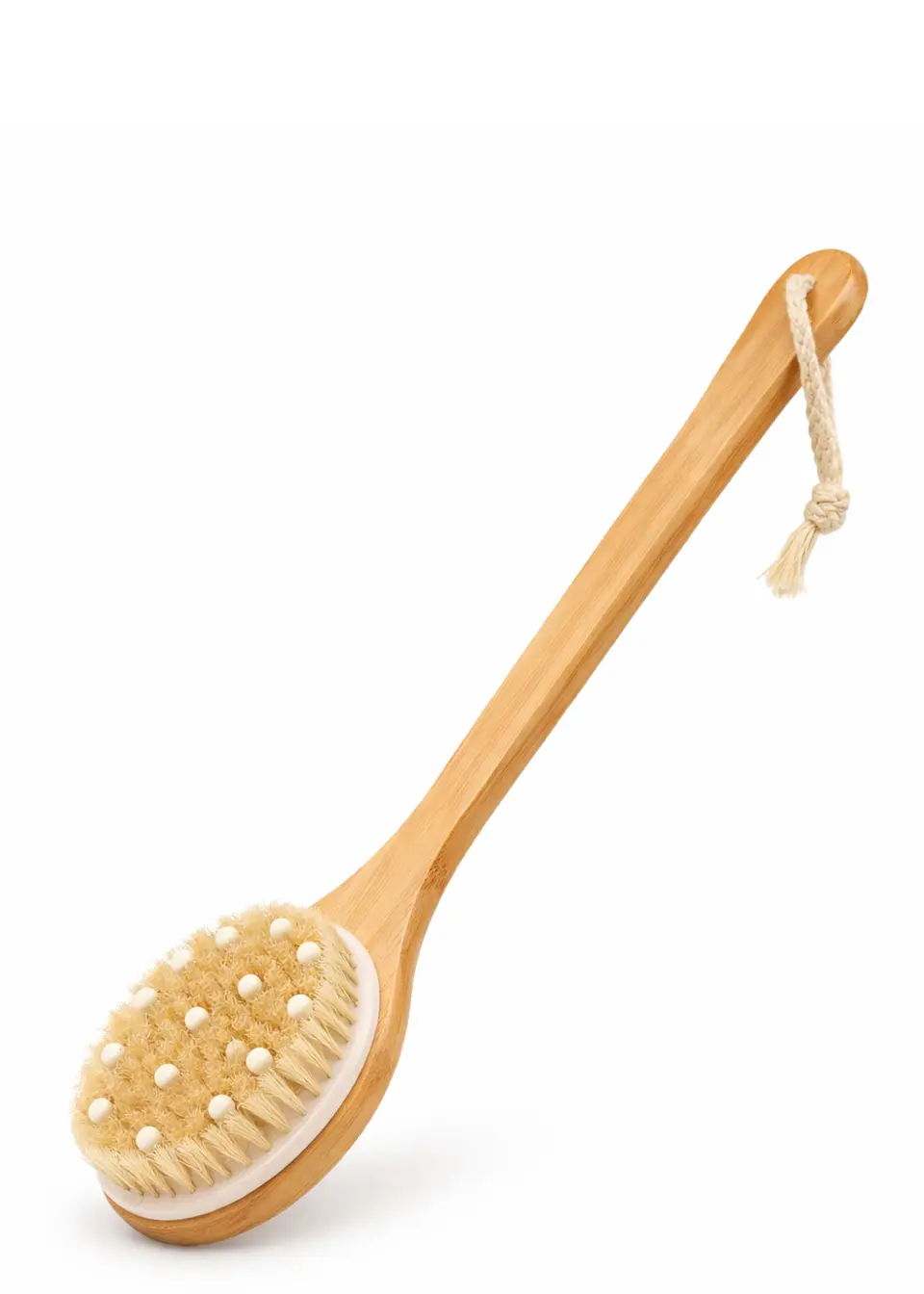 Cepillo Exfoliante Corporal de Bambú con Mango Largo y Nódulos de Masaje | Cepillado en Seco o en Ducha | Estimula la Circulación 1