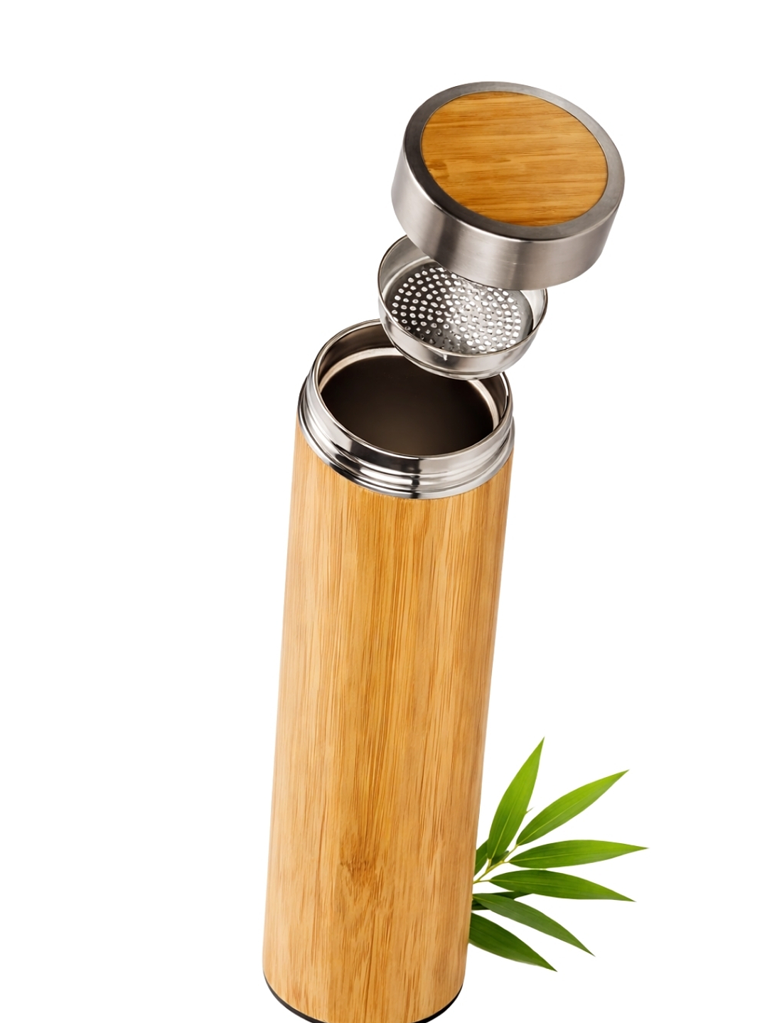 Termo de Bambú y Acero Inoxidable 304 con Infusor 500 ml | Doble Pared | Libre de BPA | Bebidas Frías y Calientes 1