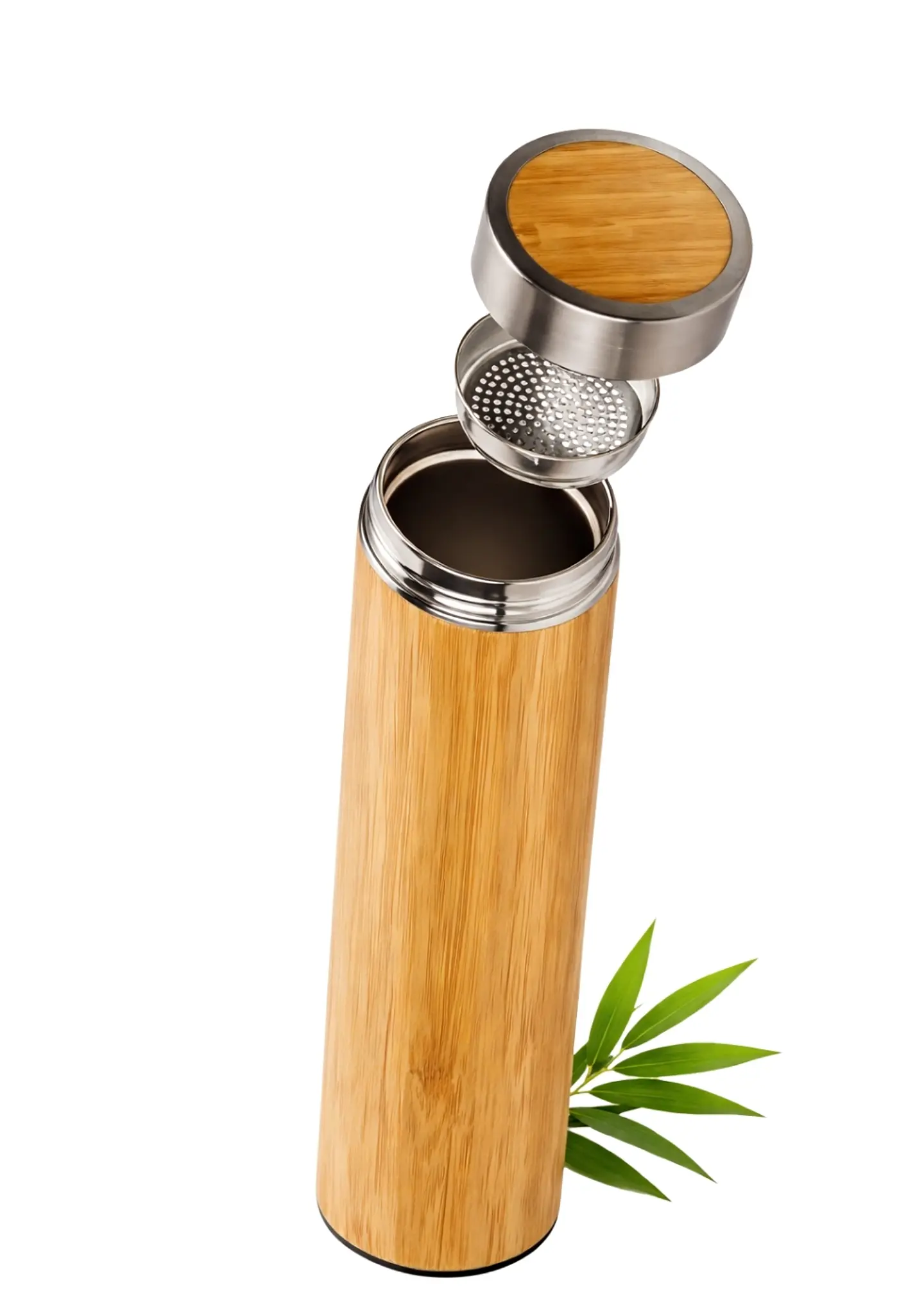 Termo de Bambú y Acero Inoxidable 304 con Infusor 500 ml | Doble Pared | Libre de BPA | Bebidas Frías y Calientes 1