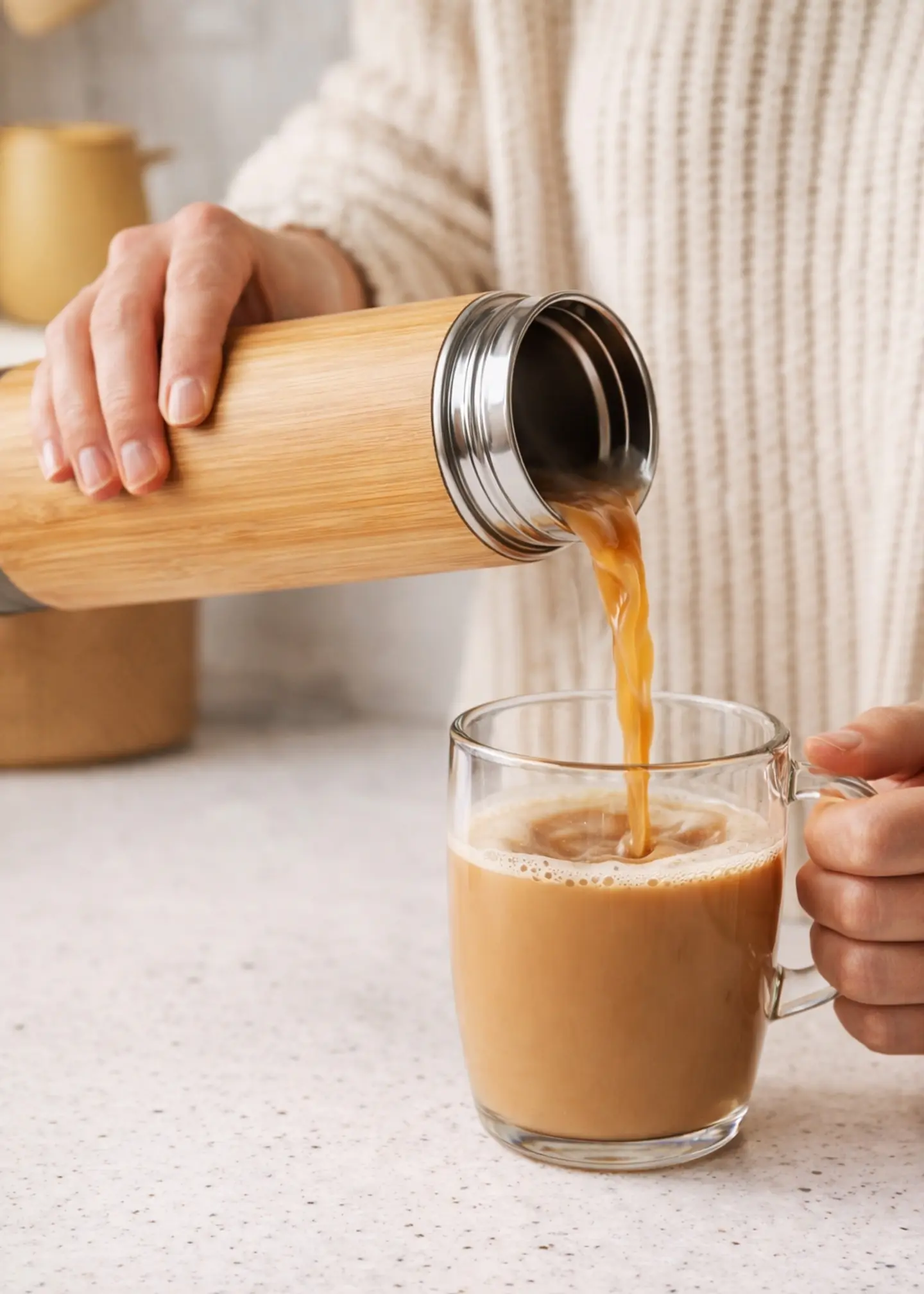 Termo de Bambú y Acero Inoxidable 304 con Infusor 500 ml | Doble Pared | Libre de BPA | Bebidas Frías y Calientes 2