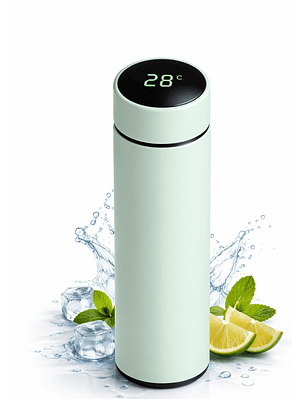 Termo Verde de Acero Inoxidable 304 con Pantalla de Temperatura 500 ml | Doble Pared | Antiderrame | Infusor para Té