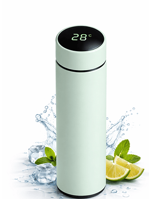Termo Verde de Acero Inoxidable 304 con Pantalla de Temperatura 500 ml | Doble Pared | Antiderrame | Infusor para Té