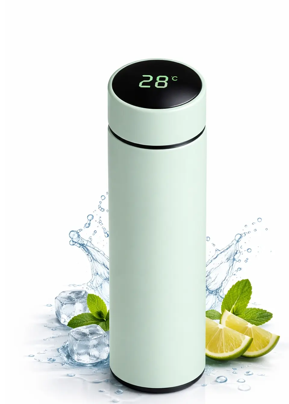 Termo Verde de Acero Inoxidable 304 con Pantalla de Temperatura 500 ml | Doble Pared | Antiderrame | Infusor para Té 1