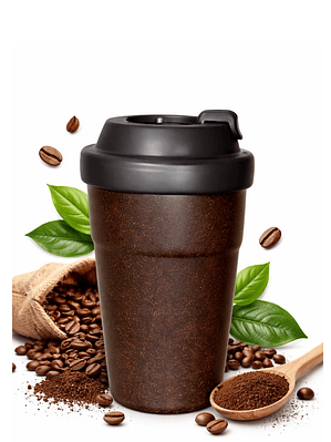 Mug Ecológico de Pulpa de Café 350 ml | Taza Reutilizable de Biomasa 40% Café | Doble Pared | Alternativa Sostenible al Plástico