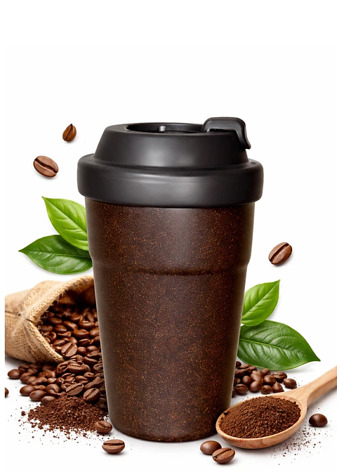 Mug Ecológico de Pulpa de Café 350 ml | Taza Reutilizable de Biomasa 40% Café | Doble Pared | Alternativa Sostenible al Plástico