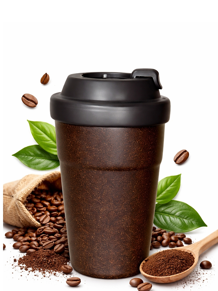 Mug Ecológico de Pulpa de Café 350 ml | Taza Reutilizable de Biomasa 40% Café | Doble Pared | Alternativa Sostenible al Plástico 1