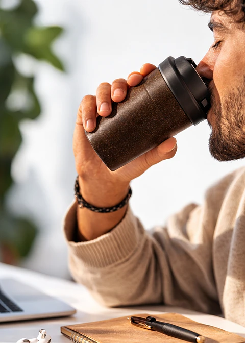 Mug Ecológico de Pulpa de Café 350 ml | Taza Reutilizable de Biomasa 40% Café | Doble Pared | Alternativa Sostenible al Plástico