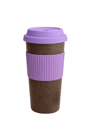 Mug Ecológico de Fibra de Café 400 ml con Tapa de Silicona MORADO | Taza Reutilizable Sostenible | Libre de BPA | Alternativa al Plástico
