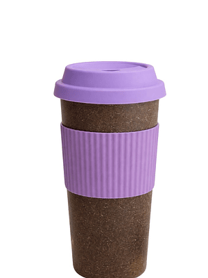 Mug Ecológico de Fibra de Café 400 ml con Tapa de Silicona MORADO | Taza Reutilizable Sostenible | Libre de BPA | Alternativa al Plástico