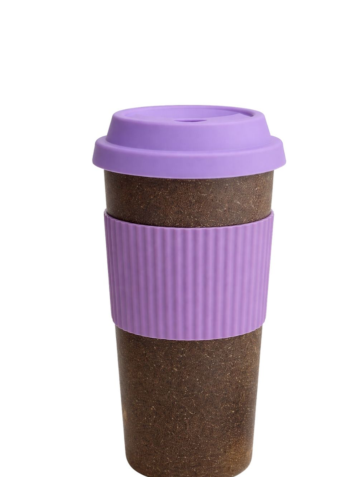 Mug Ecológico de Fibra de Café 400 ml con Tapa de Silicona MORADO | Taza Reutilizable Sostenible | Libre de BPA | Alternativa al Plástico 1