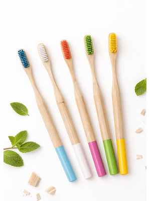 Cepillo Redondo de Bambú con cerdas nylon 6 sin BPA  – Natural como tu sonrisa, fresco como la naturaleza