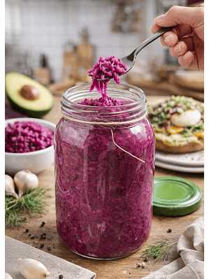 Chucrut de Repollo Morado Artesanal 500 g | Fermentado Natural con Probióticos | Sin Conservantes ni Aditivos | INVIMA