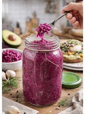 Chucrut de Repollo Morado Artesanal 500 g | Fermentado Natural con Probióticos | Sin Conservantes ni Aditivos | INVIMA