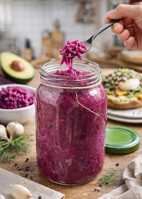 Chucrut de Repollo Morado Artesanal 500 g | Fermentado Natural con Probióticos | Sin Conservantes ni Aditivos | INVIMA