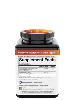 Youtheory Cúrcuma Extra Fuerza 2.250 mg x 210 Cápsulas | 95% Curcuminoides + BioPerine® | Alta Absorción Antioxidante