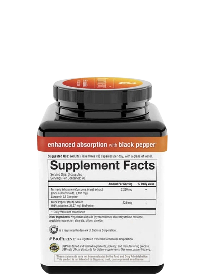 Youtheory Cúrcuma Extra Fuerza 2.250 mg x 210 Cápsulas | 95% Curcuminoides + BioPerine® | Alta Absorción Antioxidante 2
