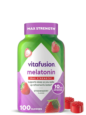 Melatonina en Gomitas 10 mg Vitafusion 100 Gomitas | Apoyo Natural para Dormir Mejor | Sabor Fresa | Sin Gluten ni Colorantes Artificiales | Colombia