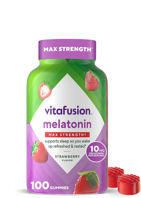 Melatonina en Gomitas 10 mg Vitafusion 100 Gomitas | Apoyo Natural para Dormir Mejor | Sabor Fresa | Sin Gluten ni Colorantes Artificiales | Colombia