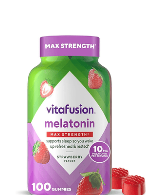 Melatonina en Gomitas 10 mg Vitafusion 100 Gomitas | Apoyo Natural para Dormir Mejor | Sabor Fresa | Sin Gluten ni Colorantes Artificiales | Colombia