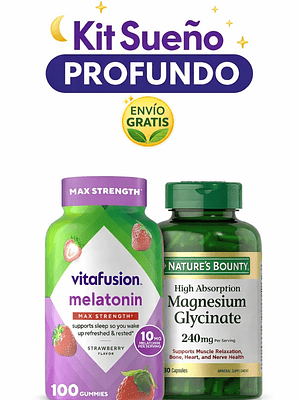Kit Sueño Profundo con Melatonina 10 mg en GoKit Sueño Profundo y Reparador | Magnesio Glicinato + Melatonina 10 mg | Descanso Natural y Relajación | Envío Gratis Colombia